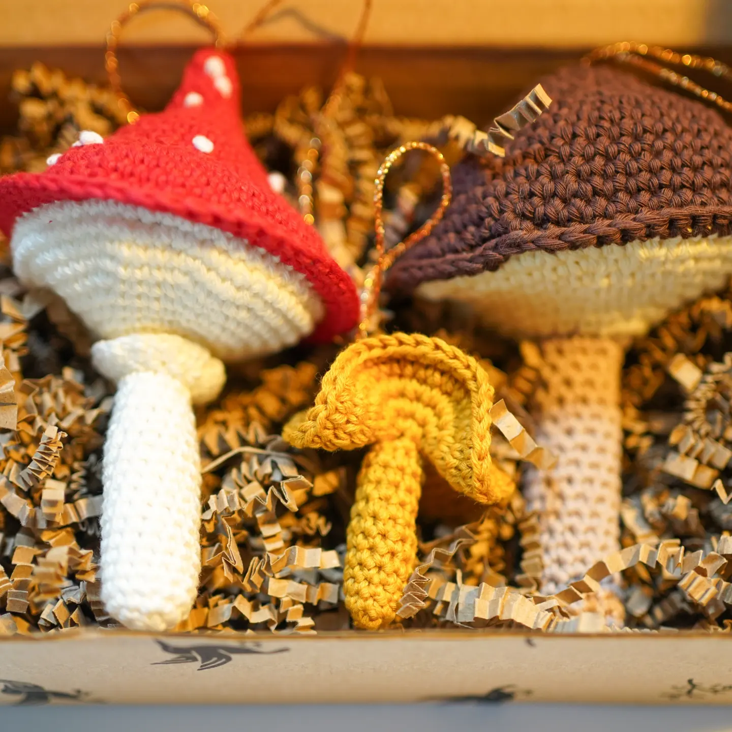 Crochet mushroom ornament